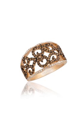 Le Vian Chocolatier Chocolate Diamonds and Vanilla Diamonds Ring in 14K Strawberry Gold