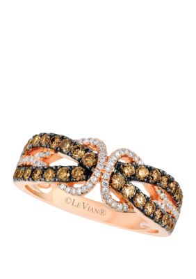 1/8 ct. t.w. Chocolate Diamonds® and 1/8 ct. t.w. Vanilla Diamonds® Ring in 14k Strawberry Gold