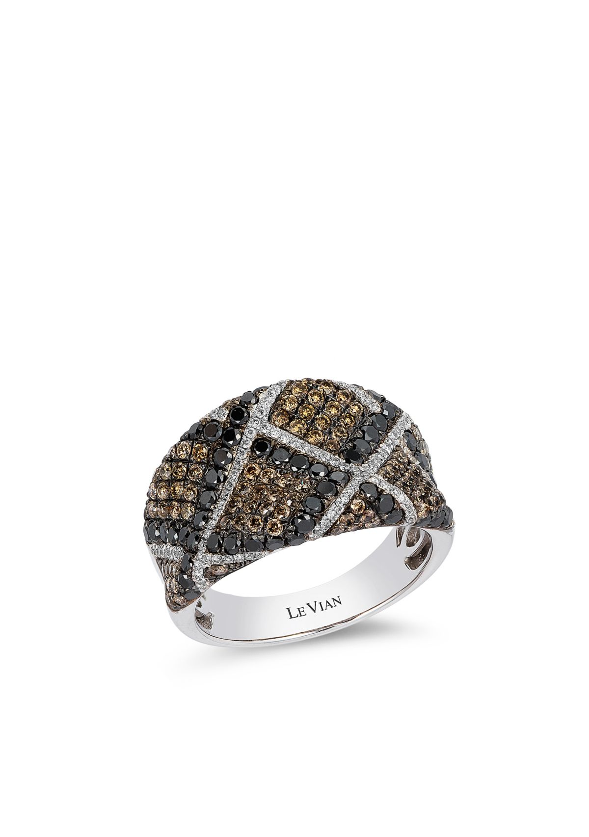 Le Vian Exotics Chocolate Diamonds Black Diamonds and Vanilla Diamonds Ring in 14K Vanilla Gold.