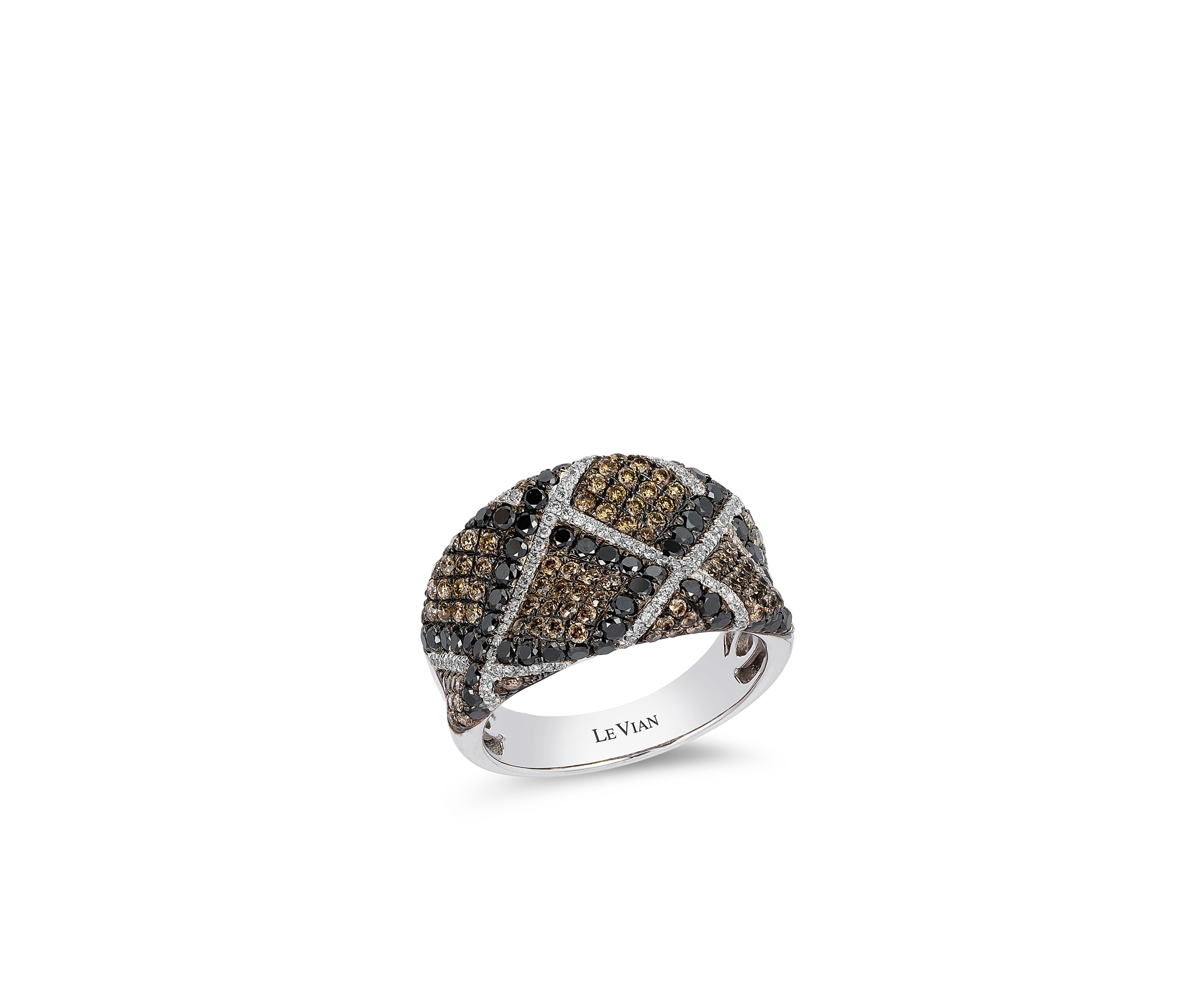Le Vian Exotics Chocolate Diamonds Black Diamonds and Vanilla Diamonds Ring in 14K Vanilla Gold.