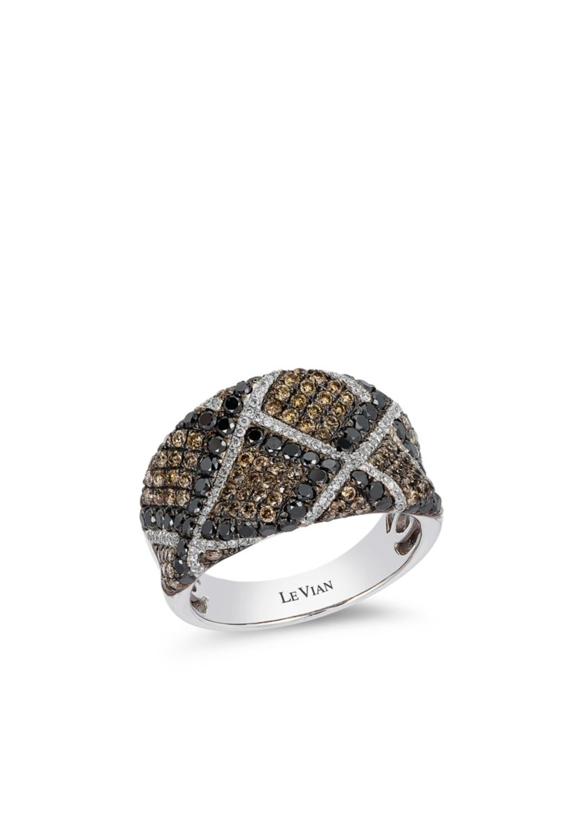 Le Vian Exotics Chocolate Diamonds Black Diamonds and Vanilla Diamonds Ring in 14K Vanilla Gold.