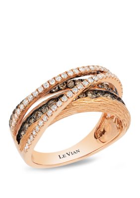 Le Vian 1/3 Ct. T.w. Chocolate Diamonds And 5/8 Ct. T.w. Vanilla Diamonds Ring In 14K Strawberry Gold