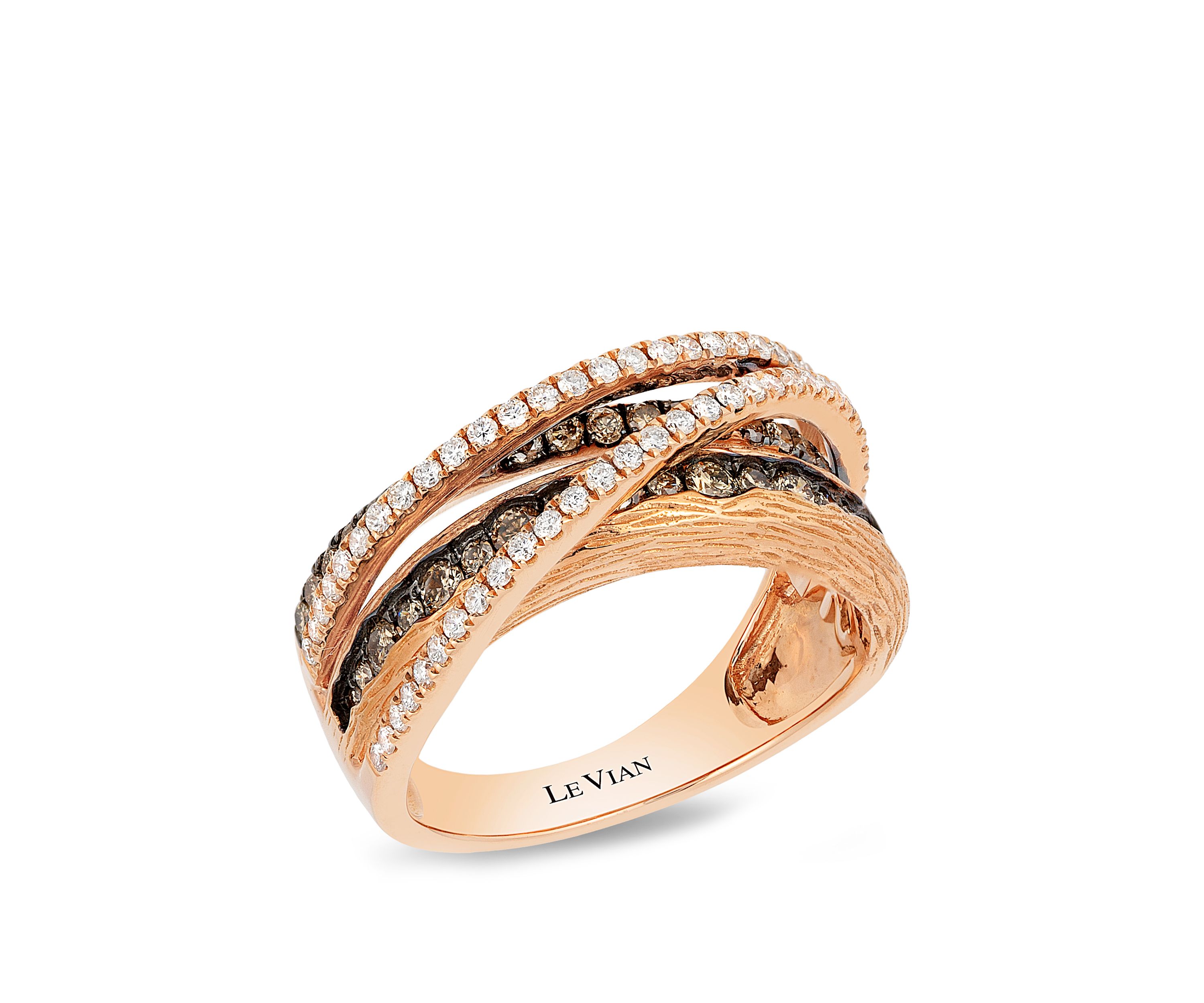 1/3 ct. t.w. Chocolate Diamonds® and 5/8 ct. t.w. Vanilla Diamonds® Ring in 14k Strawberry Gold®