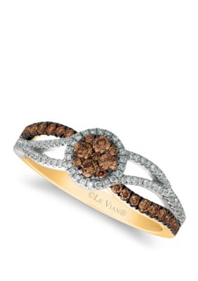 Le Vian Chocolatier® Ring with 1/3 ct. t.w. Chocolate Diamonds and 1/5 ct. t.w. Vanilla Diamonds in 14K Two Tone Gold, 7