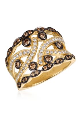 Vanilla Diamonds® and Chocolate Diamonds® Ring in 14K Honey Gold™