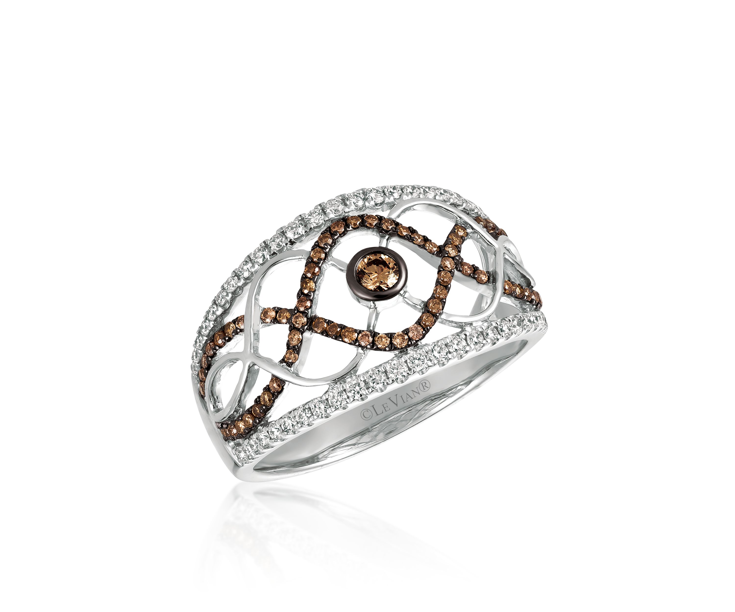 0.26 ct. t.w. Vanilla Diamonds® and 0.27 ct. t.w. Chocolate Diamonds® Ring in 14k Vanilla Gold®