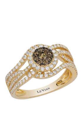 0.73 ct t.w. White Diamond and 0.21 ct. t.w. Brown Diamond Ring in 14k Yellow Gold