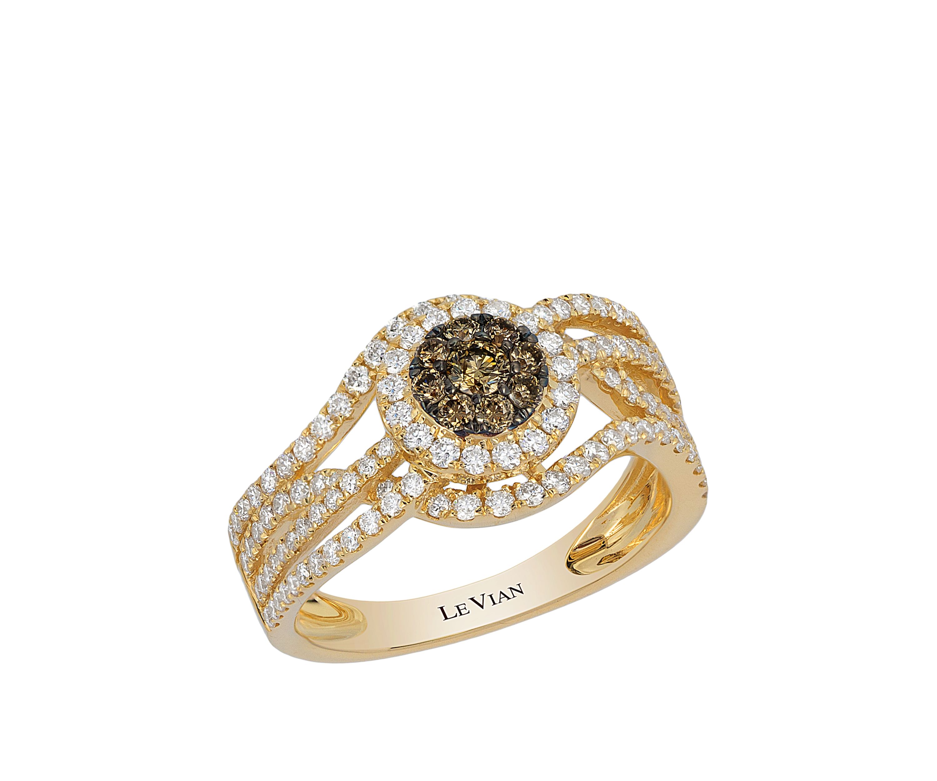 0.73 ct t.w. White Diamond and 0.21 ct. t.w. Brown Diamond Ring in 14k Yellow Gold