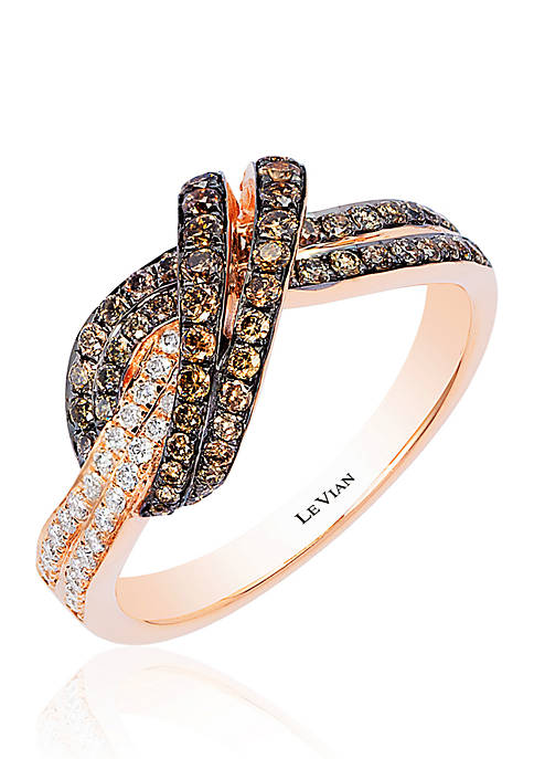 1/10 ct. t.w. Vanilla Diamonds® and 1/2 ct. t.w. Chocolate Diamonds® Ring in 14k Strawberry Gold®