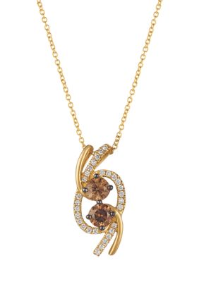 5/8 ct. t.w. Chocolate Diamond® and 1/8 ct. t.w. Vanilla Diamond® Pendant Necklace in 14K Honey Gold™ 