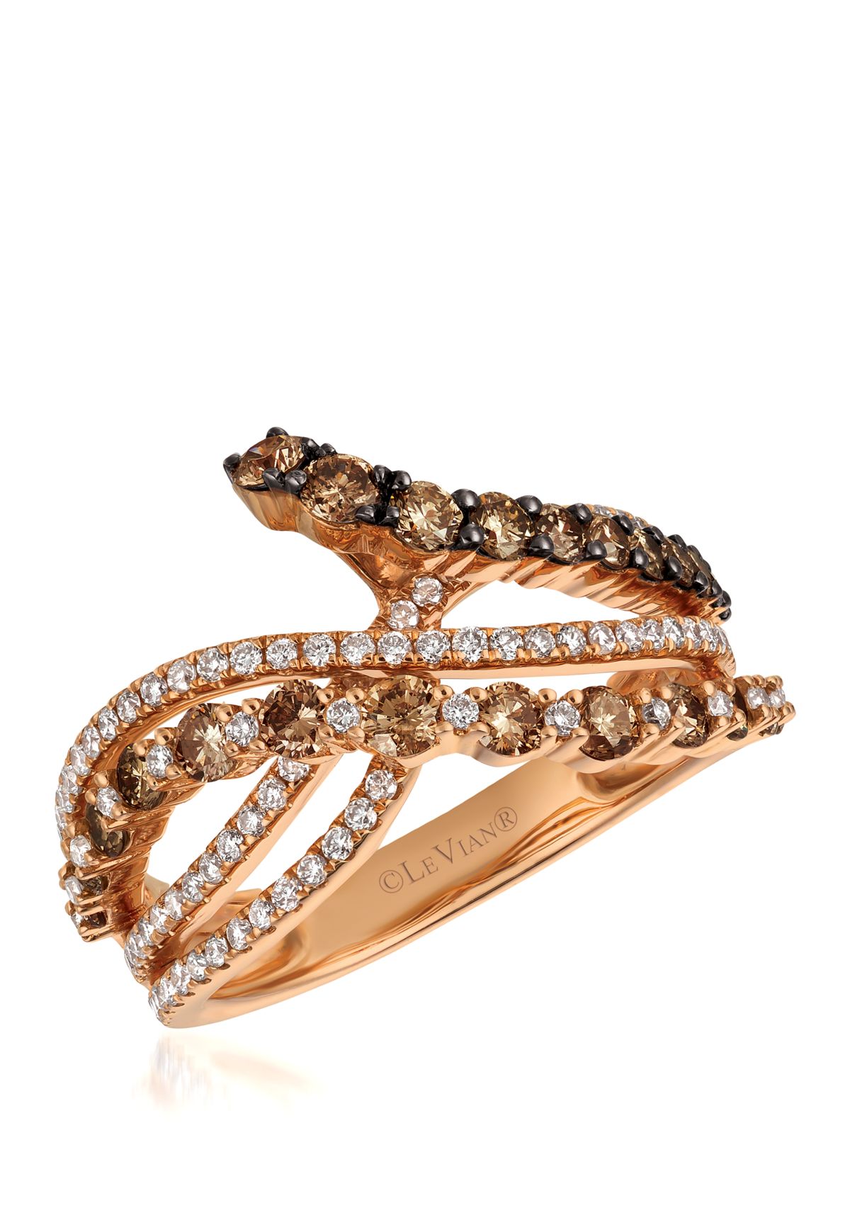 9/10 ct. t.w. Chocolate Diamonds® and 2/5 ct. t.w. Vanilla Diamonds® Ring in 14k Strawberry Gold®