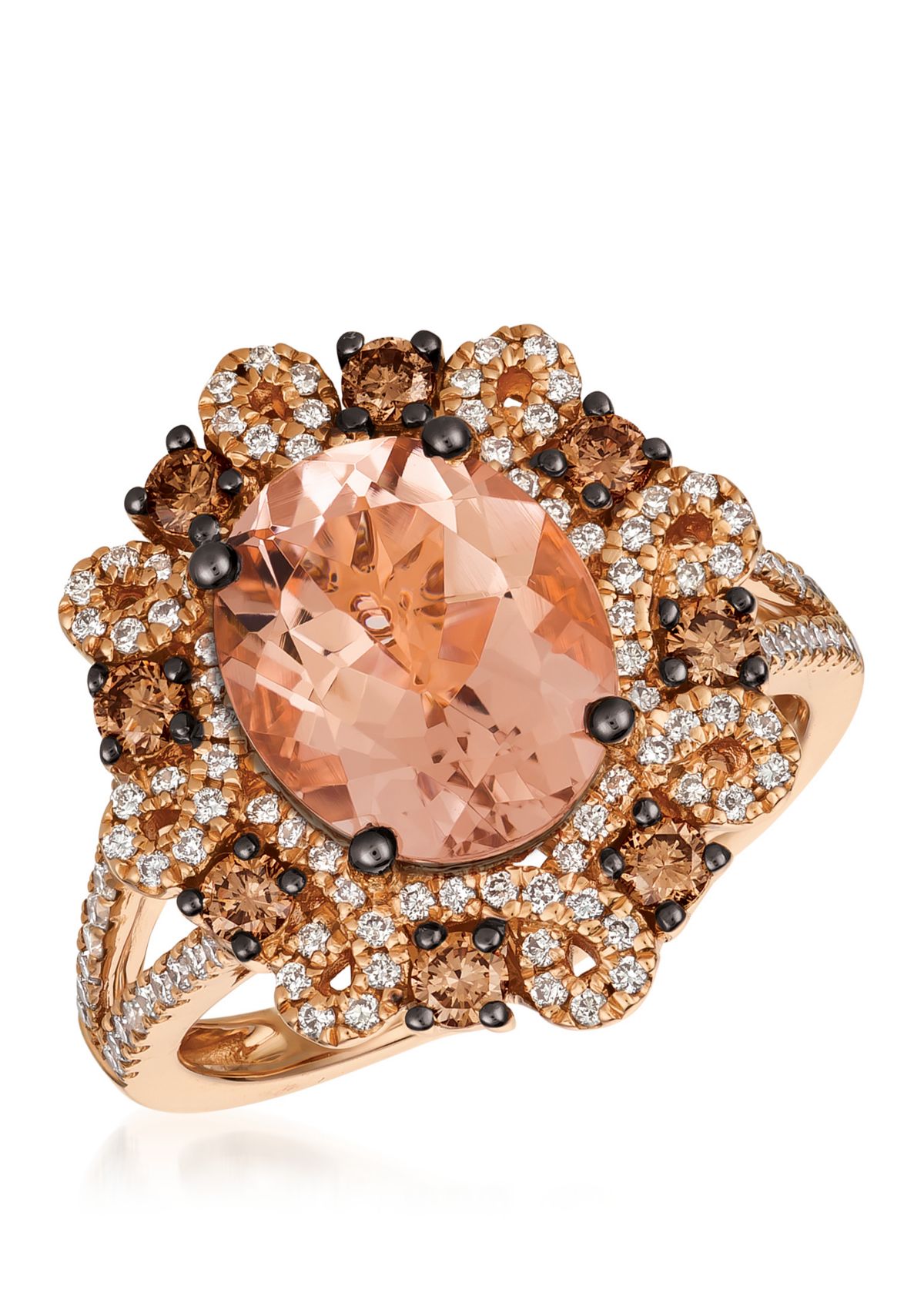 3/4 ct. t.w. Diamond and 2.46 ct. t.w. Morganite Ring in 14K Rose Gold 