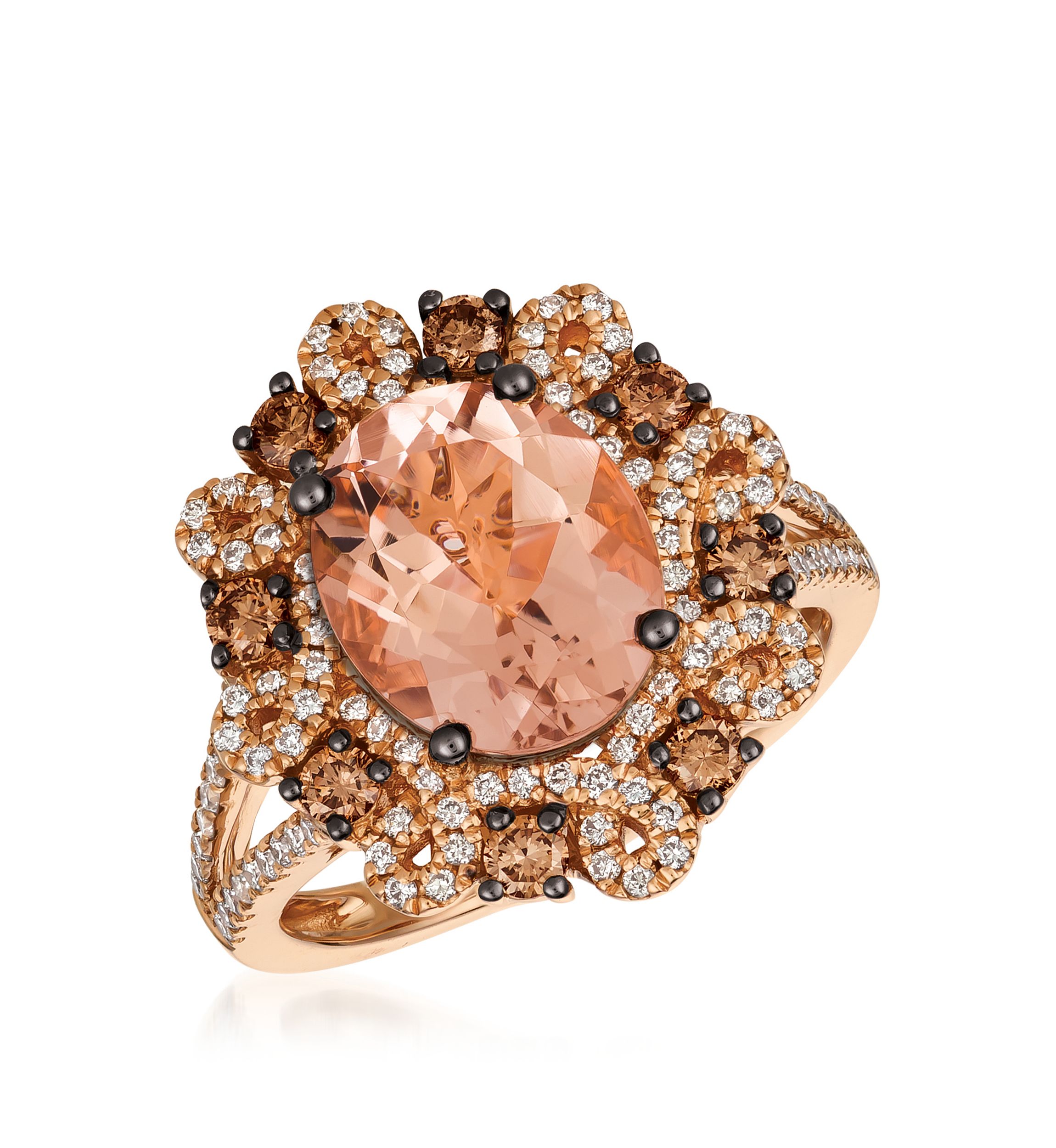 3/4 ct. t.w. Diamond and 2.46 ct. t.w. Morganite Ring in 14K Rose Gold 