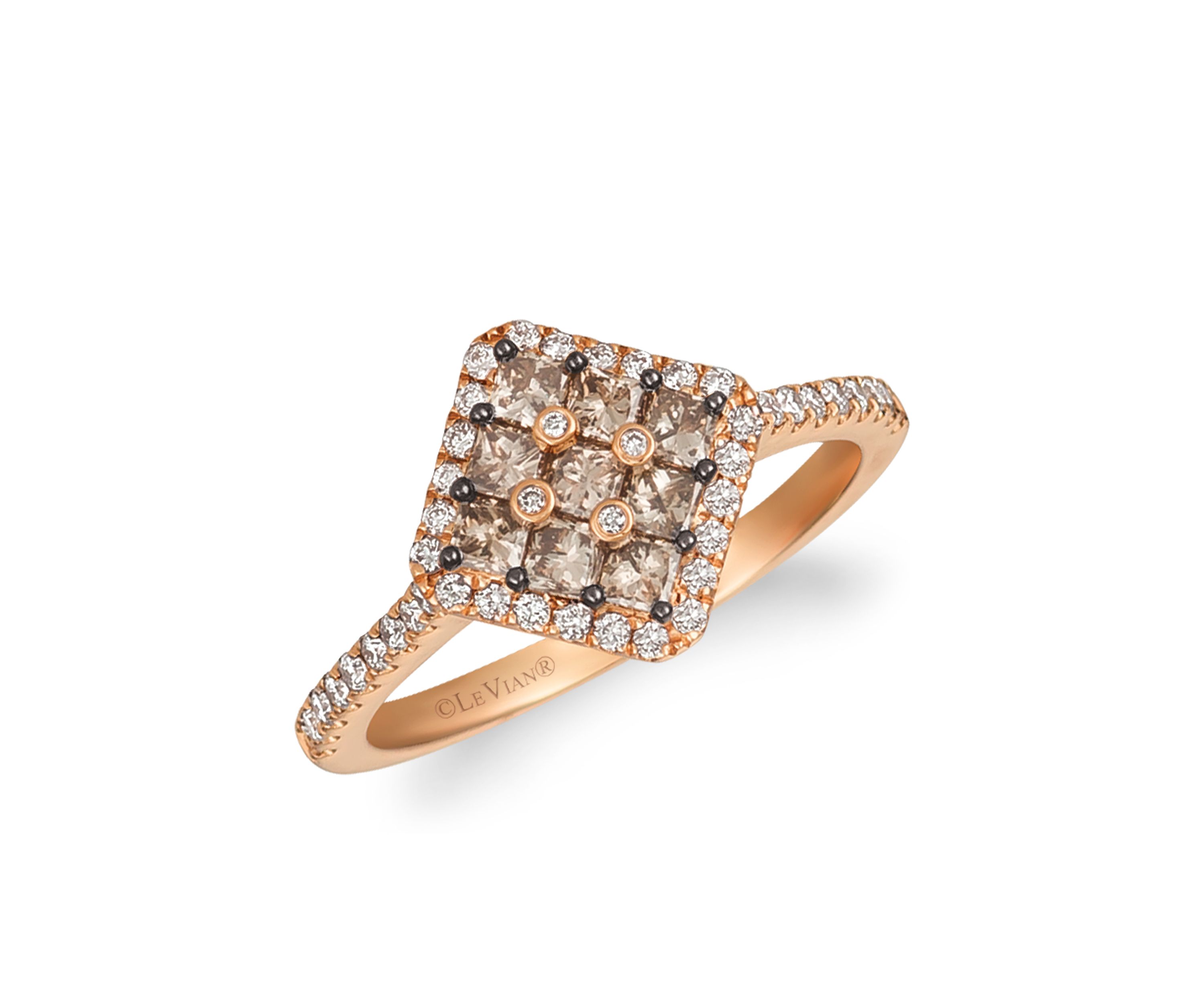 5/8 ct. t.w. Chocolate Diamond, 1/4 ct. t.w. Vanilla Diamond Ring in 14k Rose Gold
