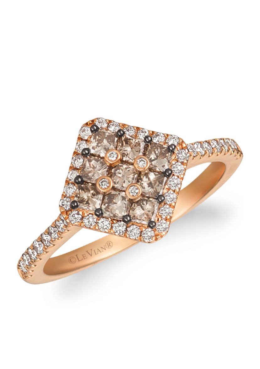 5/8 ct. t.w. Chocolate Diamond, 1/4 ct. t.w. Vanilla Diamond Ring in 14k Rose Gold