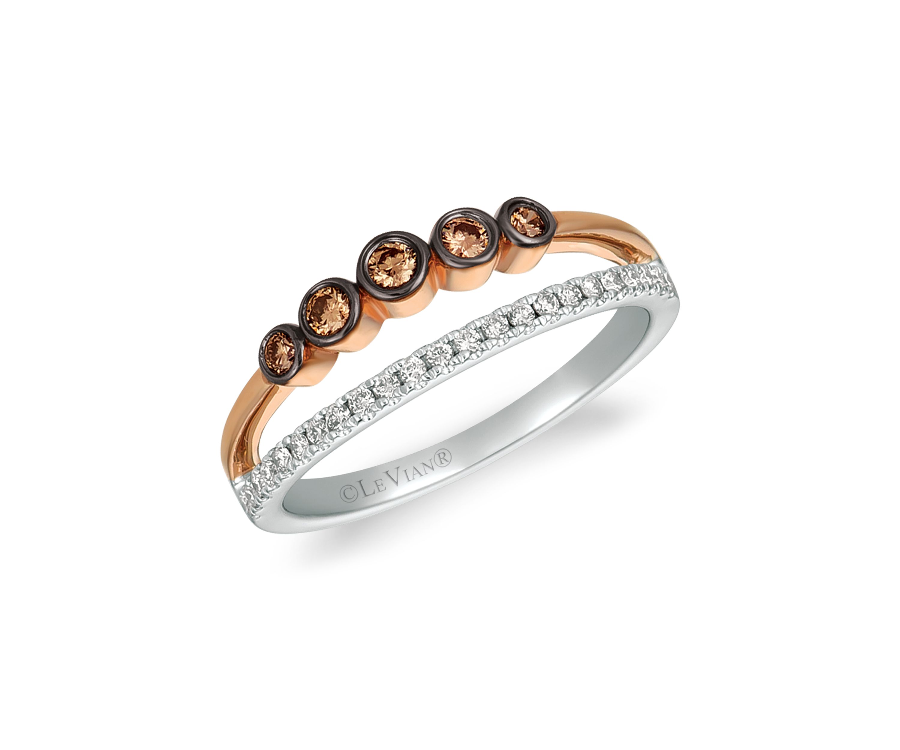  1/8 ct. t.w. Vanilla Diamonds and 1/6 ct. t.w. Chocolate Diamonds Ring in 14k Two Tone Metal 