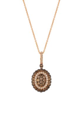 Creme Brulee® 7/8 ct. t.w. Chocolate Diamonds®, 1/4 ct. t.w. Nude Diamonds™ Pendant Necklace in 14K Strawberry Gold®