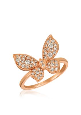 Le Vian 5/8 ct. t.w. Nude Diamondsâ¢ Butterfly Ring in 14k Strawberry Gold, Gold, 7