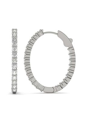 Charles & Colvard Lab Created 2.20ctw Lab Grown Diamond Classic Hoop Earrings in 14k White Gold -  54004601014963