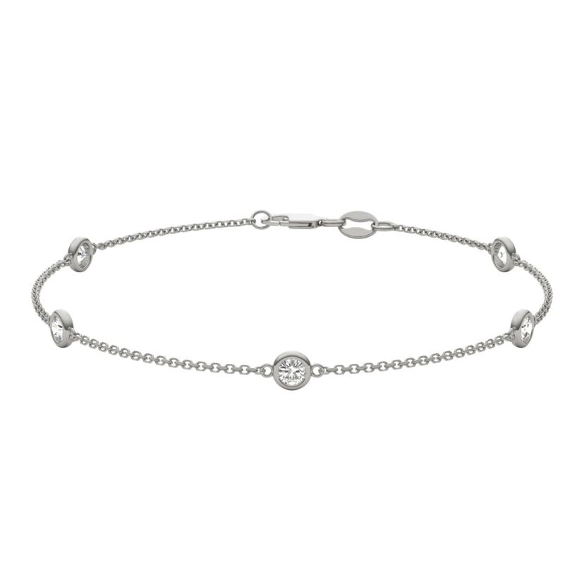 1/2 ct. tw. Lab Created Moissanite Five Stone Station Bracelet in Sterling Silver