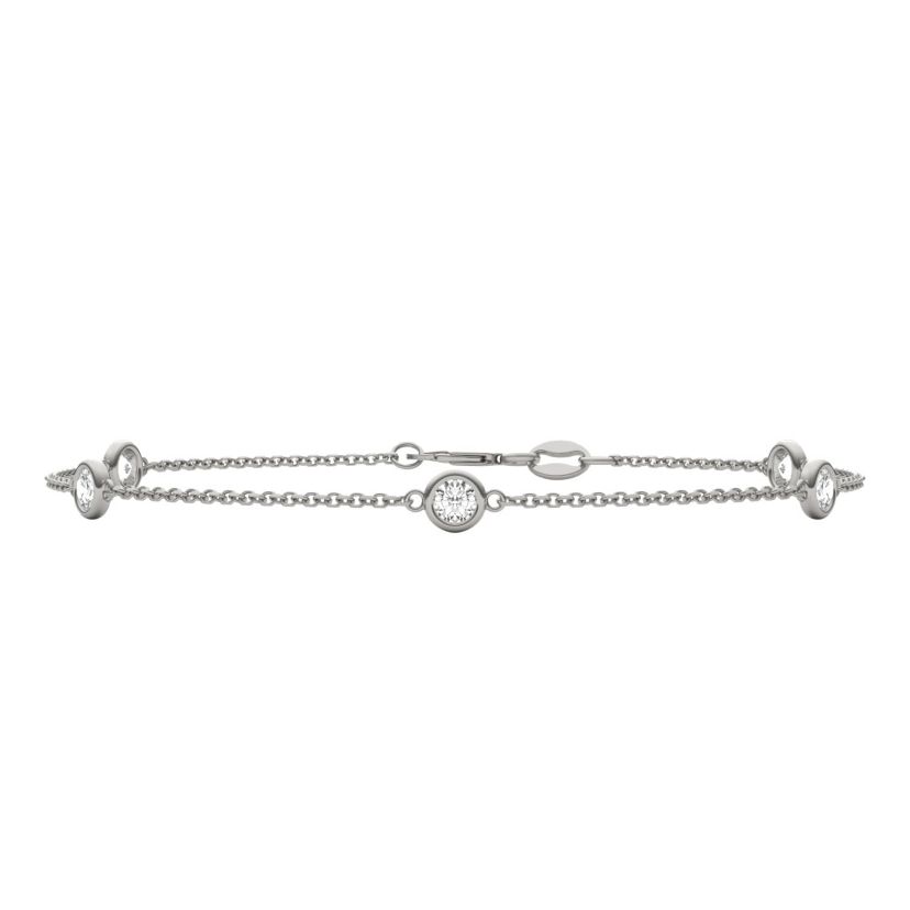 1/2 ct. tw. Lab Created Moissanite Five Stone Station Bracelet in Sterling Silver