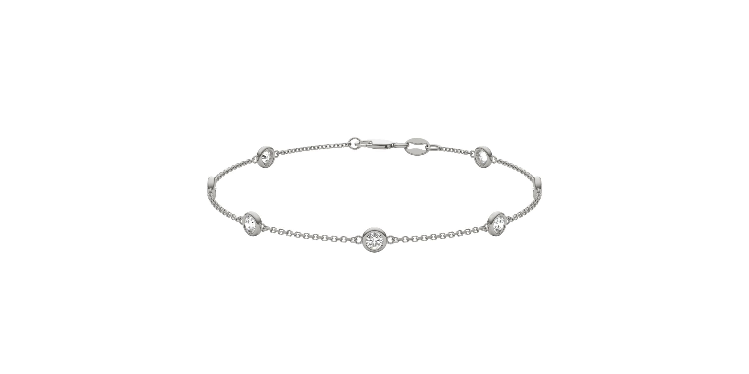 3/4 ct. tw. Lab Created Moissanite Seven Stone Station Bracelet in Sterling Silver