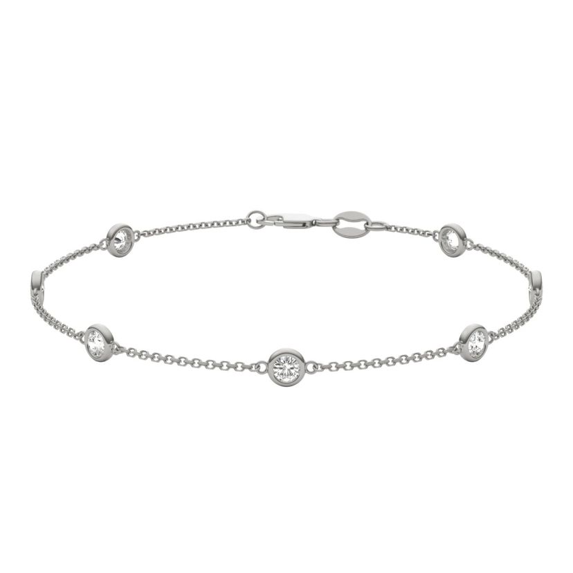 3/4 ct. tw. Lab Created Moissanite Seven Stone Station Bracelet in Sterling Silver