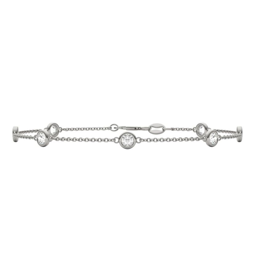 3/4 ct. tw. Lab Created Moissanite Seven Stone Station Bracelet in Sterling Silver