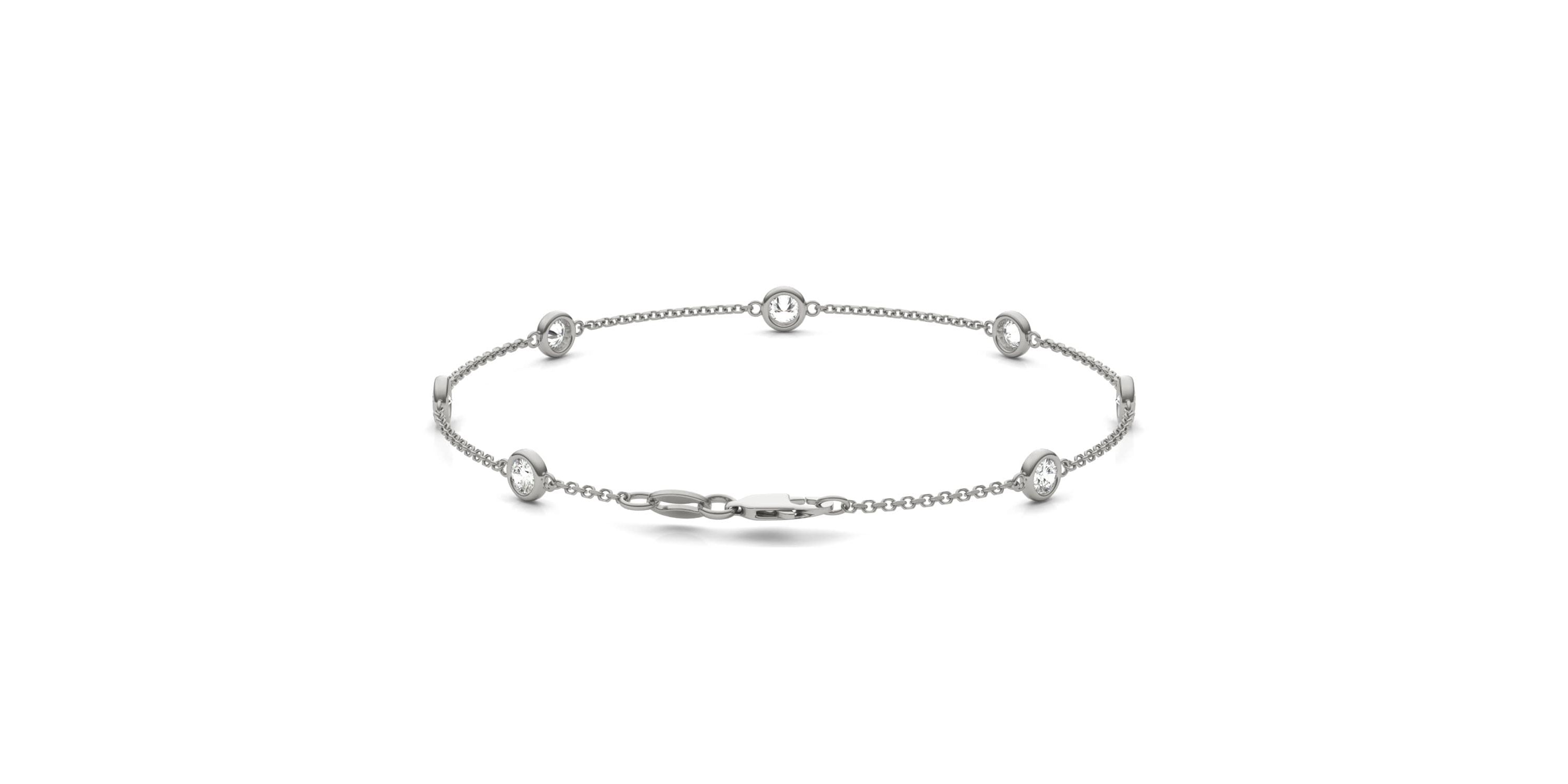 3/4 ct. tw. Lab Created Moissanite Seven Stone Station Bracelet in Sterling Silver