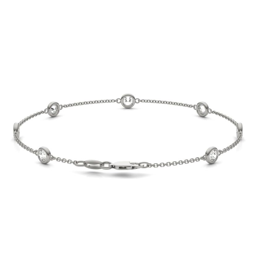 3/4 ct. tw. Lab Created Moissanite Seven Stone Station Bracelet in Sterling Silver