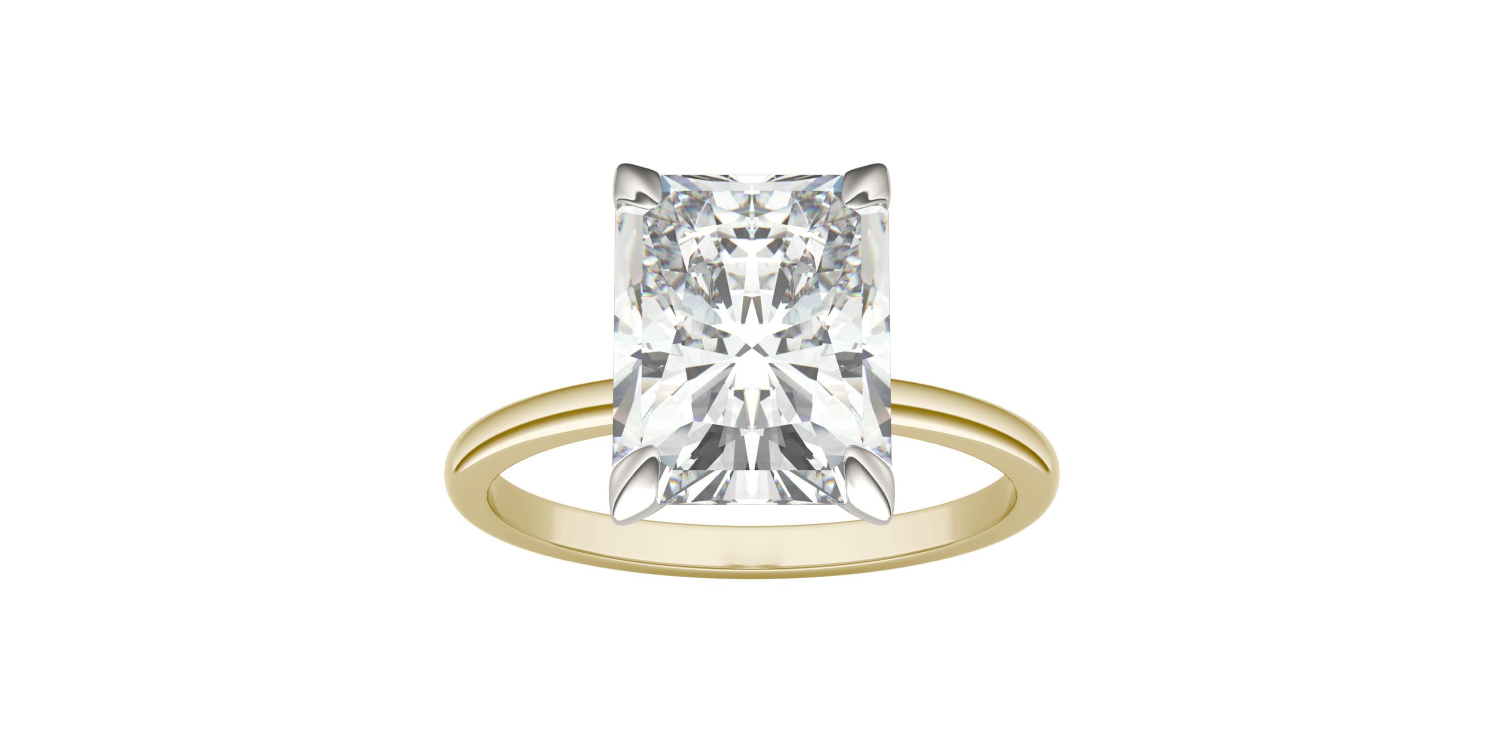 Charles & Colvard 3.9 ct. tw. Lab Created Moissanite Radiant Solitaire Ring in 14K White and Yellow Gold