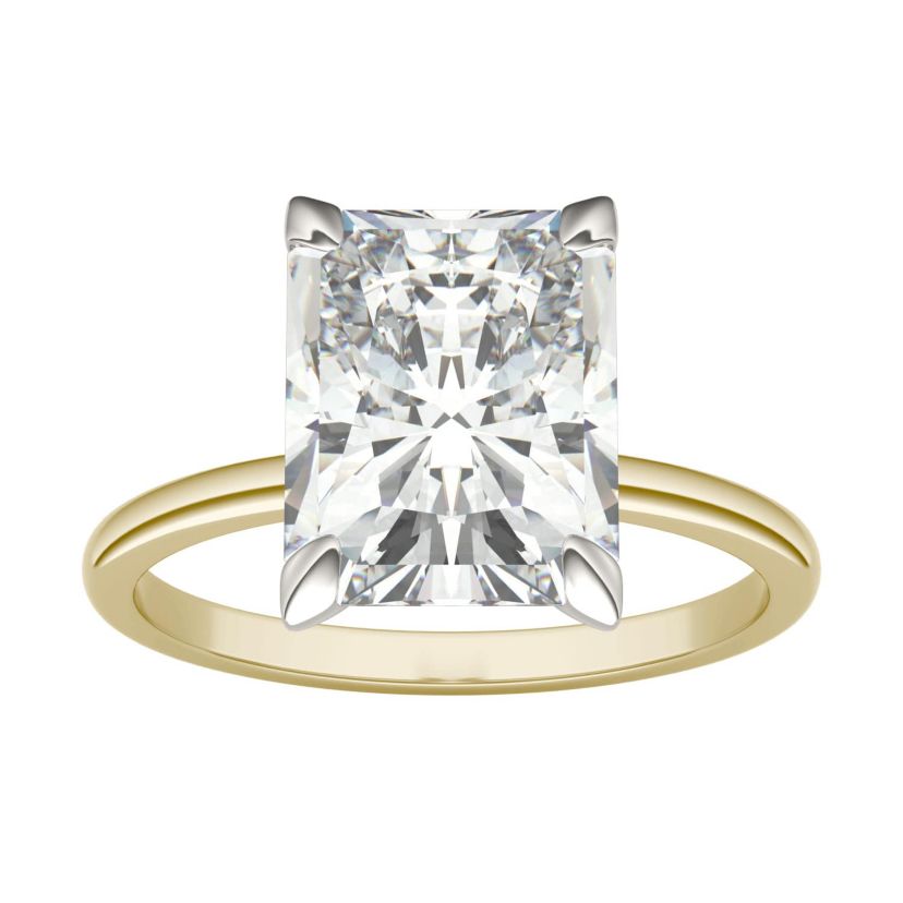 Charles & Colvard 3.9 ct. tw. Lab Created Moissanite Radiant Solitaire Ring in 14K White and Yellow Gold