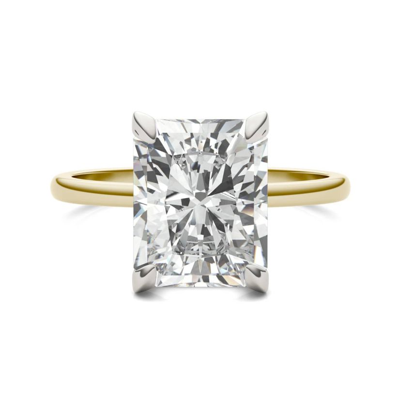 Charles & Colvard 3.9 ct. tw. Lab Created Moissanite Radiant Solitaire Ring in 14K White and Yellow Gold