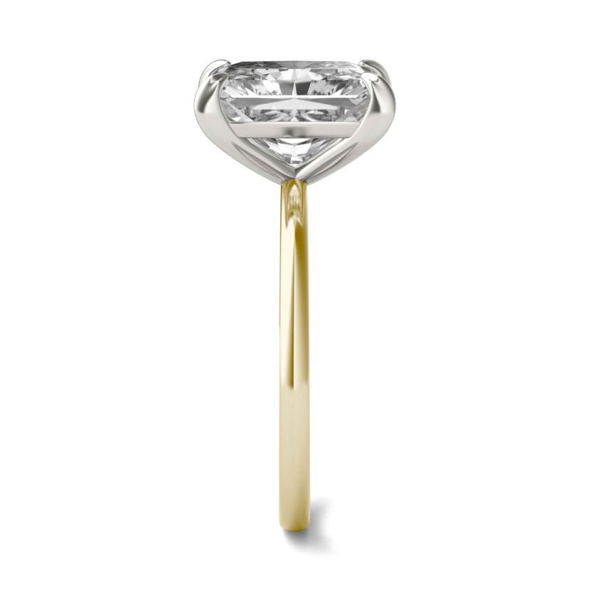 Charles & Colvard 3.9 ct. tw. Lab Created Moissanite Radiant Solitaire Ring in 14K White and Yellow Gold