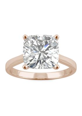 Charles & Colvard 3.3 Ct. T.w. Moissanite Cushion Solitaire Ring In 14K Rose Gold
