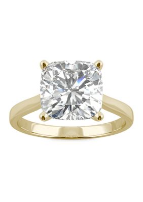 Charles & Colvard 3.3 Ct. T.w. Moissanite Cushion Solitaire Ring In 14K Yellow Gold