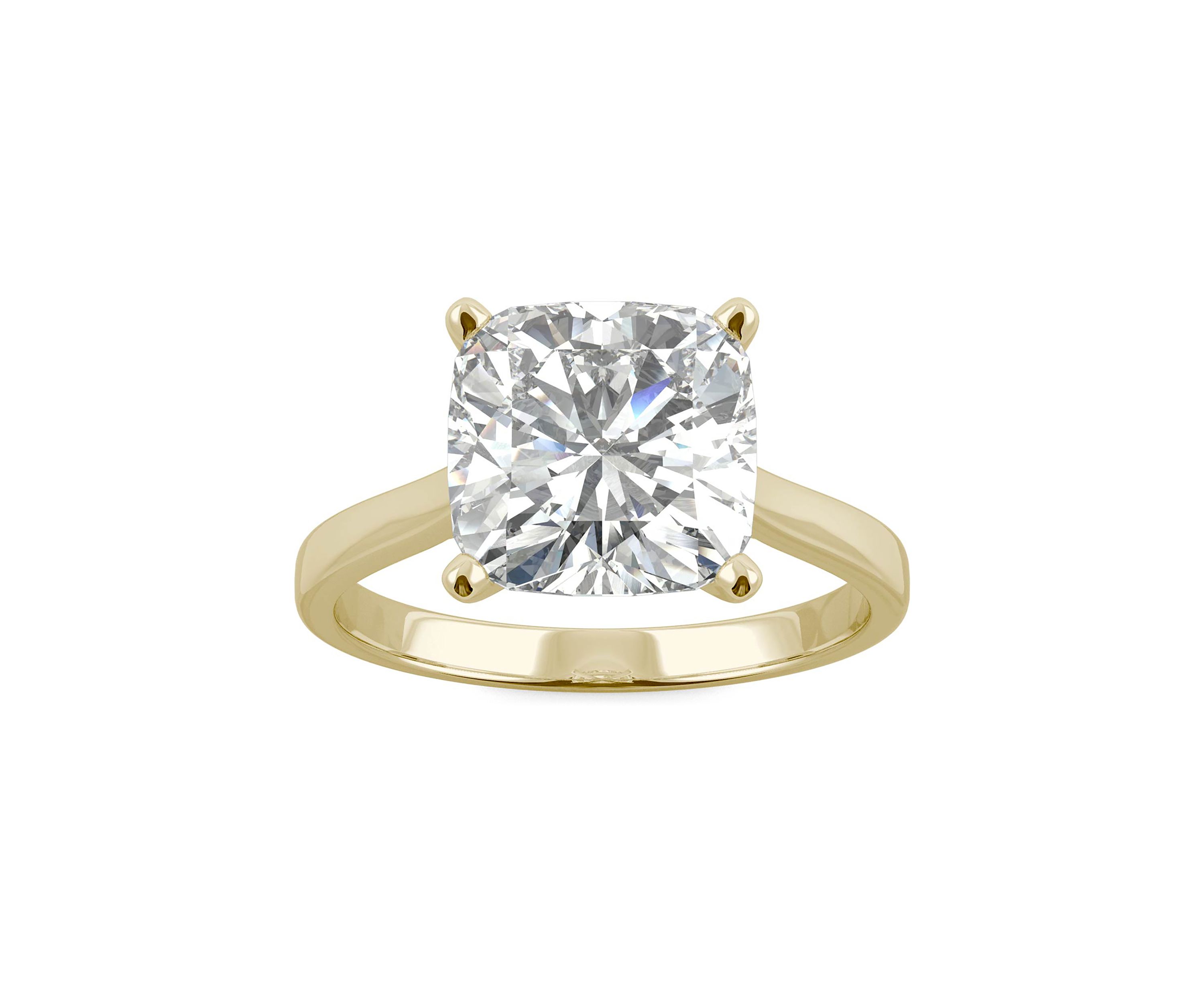 3.3 ct. t.w. Moissanite Cushion Solitaire Ring in 14K Yellow Gold