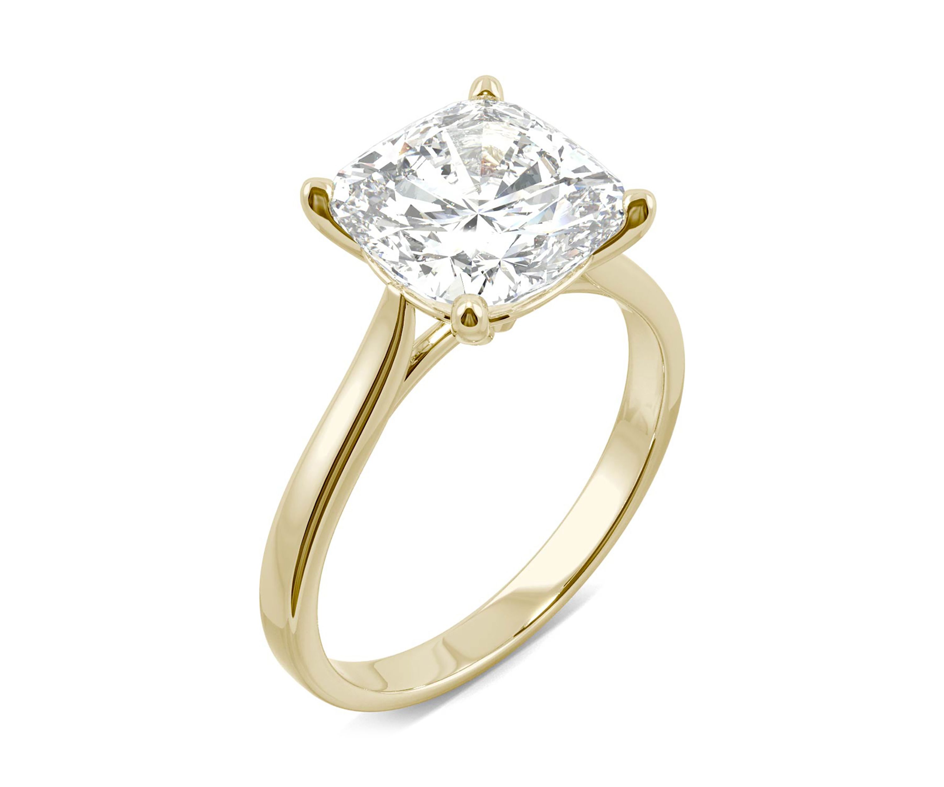 3.3 ct. t.w. Moissanite Cushion Solitaire Ring in 14K Yellow Gold