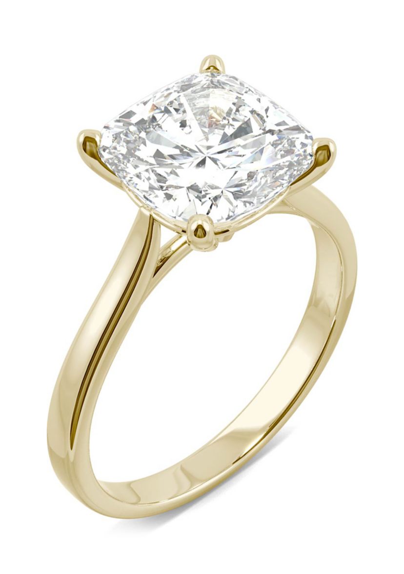 3.3 ct. t.w. Moissanite Cushion Solitaire Ring in 14K Yellow Gold