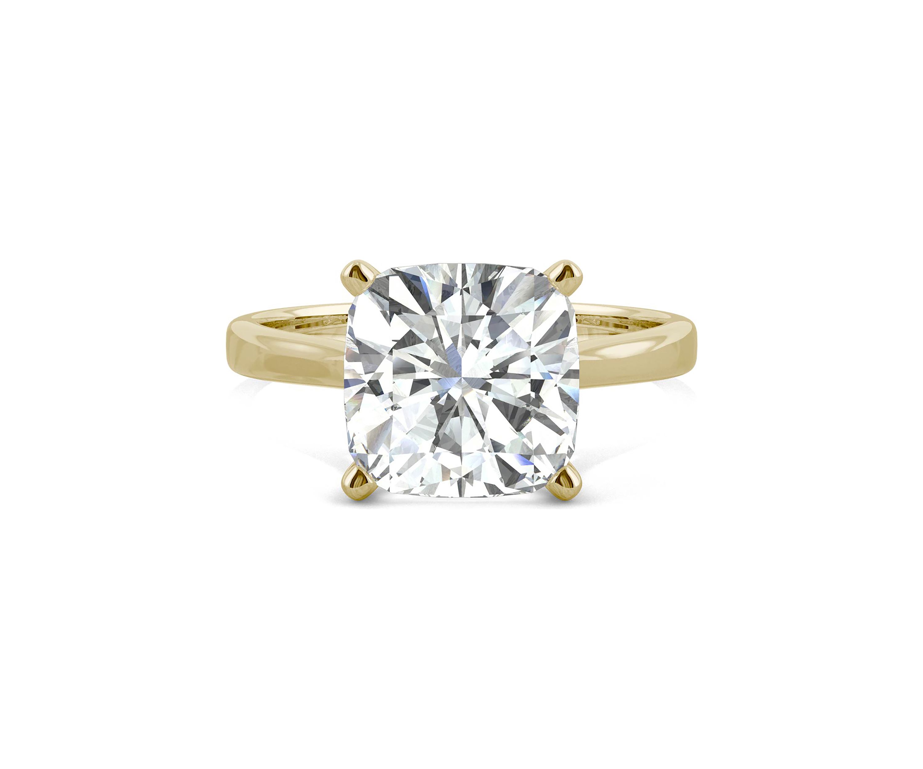 3.3 ct. t.w. Moissanite Cushion Solitaire Ring in 14K Yellow Gold