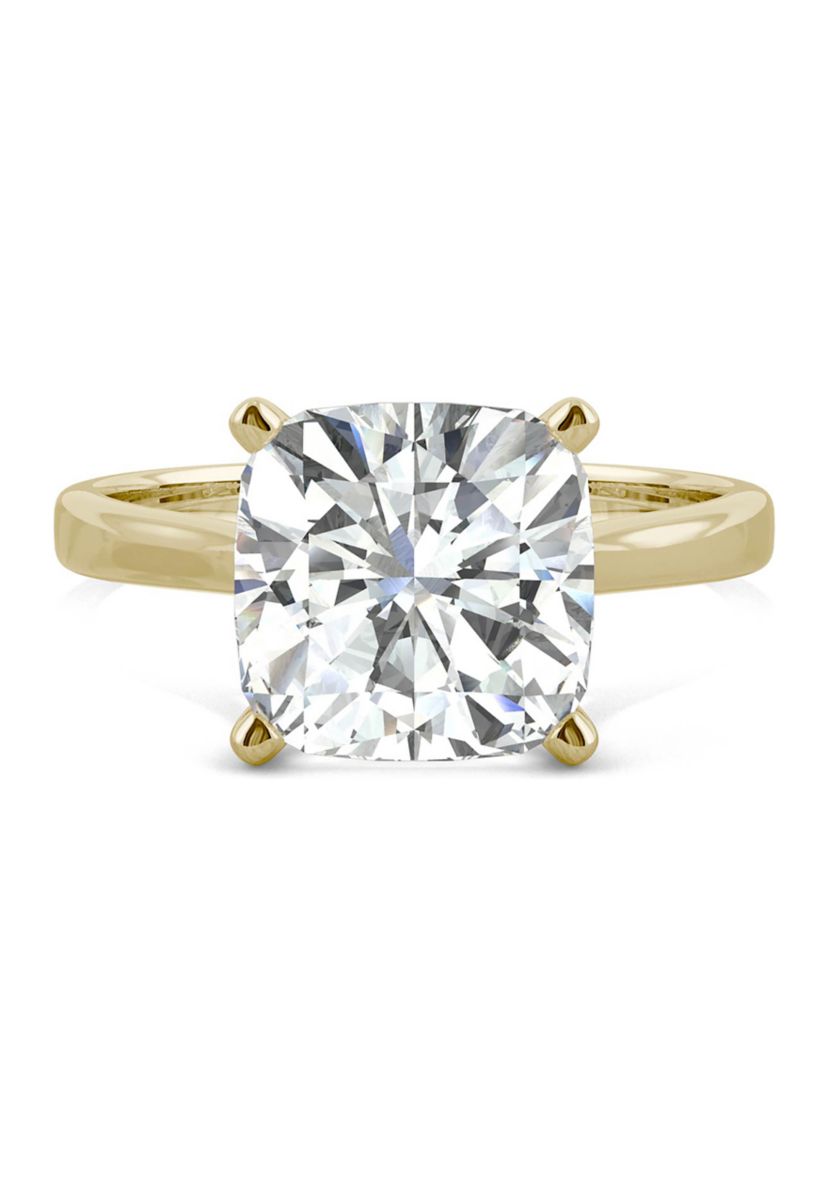 3.3 ct. t.w. Moissanite Cushion Solitaire Ring in 14K Yellow Gold