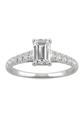 Charles & Colvard 1.24 Ct. T.w. Moissanite Emerald Cut Engagement Ring In 14K White Gold
