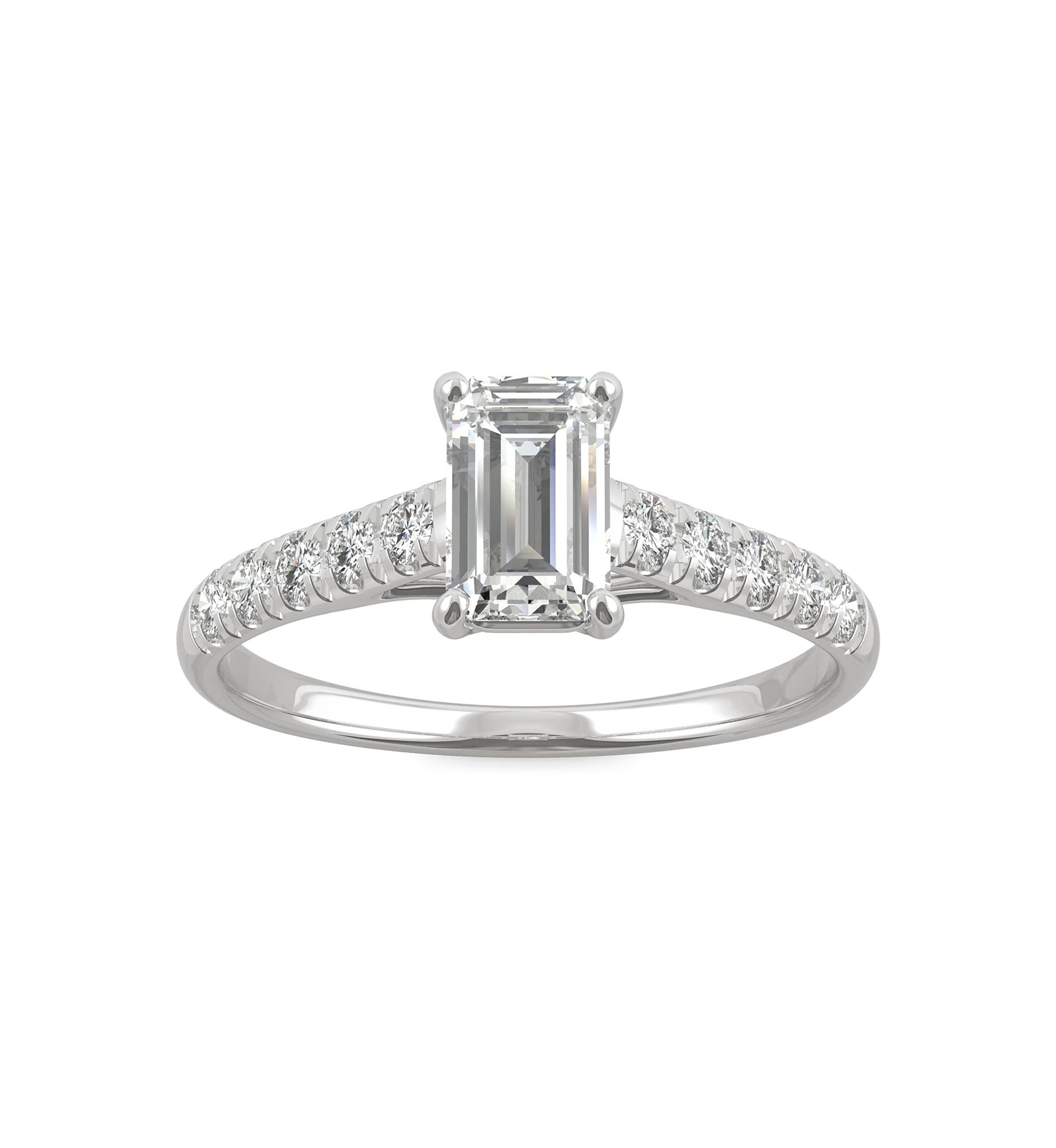 1.24 ct. t.w. Moissanite Emerald Cut Engagement Ring in 14K White Gold