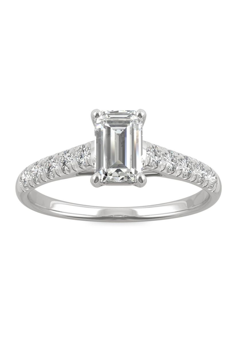 1.24 ct. t.w. Moissanite Emerald Cut Engagement Ring in 14K White Gold