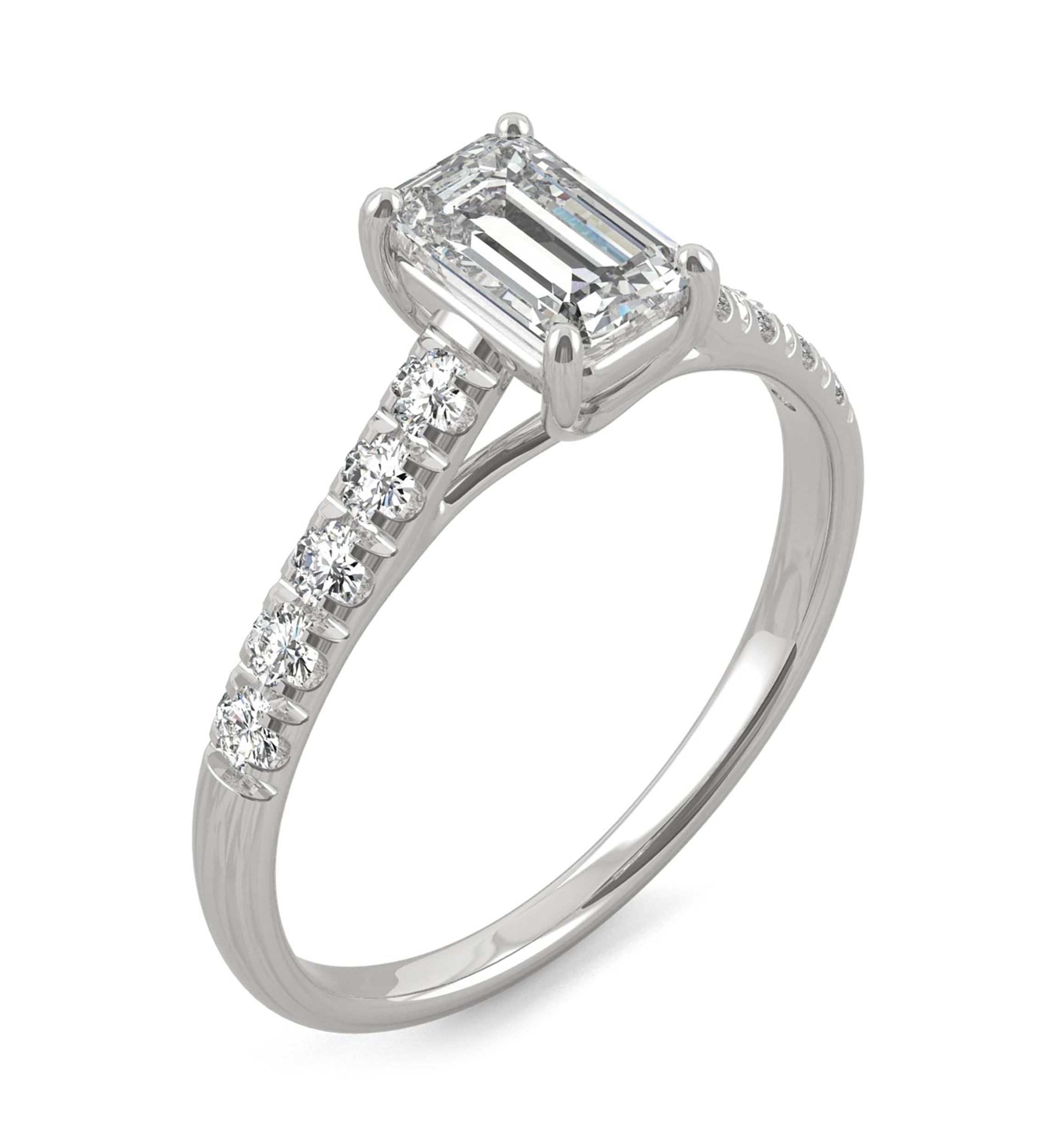 1.24 ct. t.w. Moissanite Emerald Cut Engagement Ring in 14K White Gold