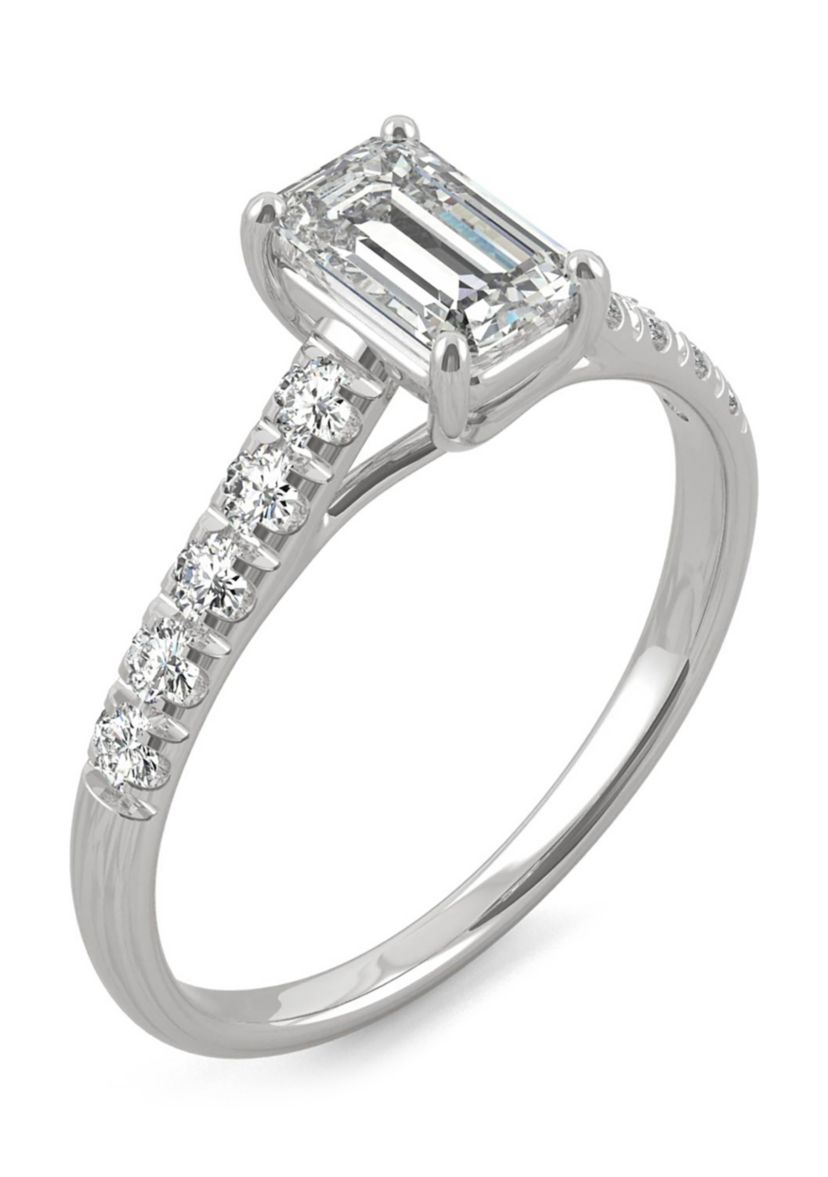 1.24 ct. t.w. Moissanite Emerald Cut Engagement Ring in 14K White Gold