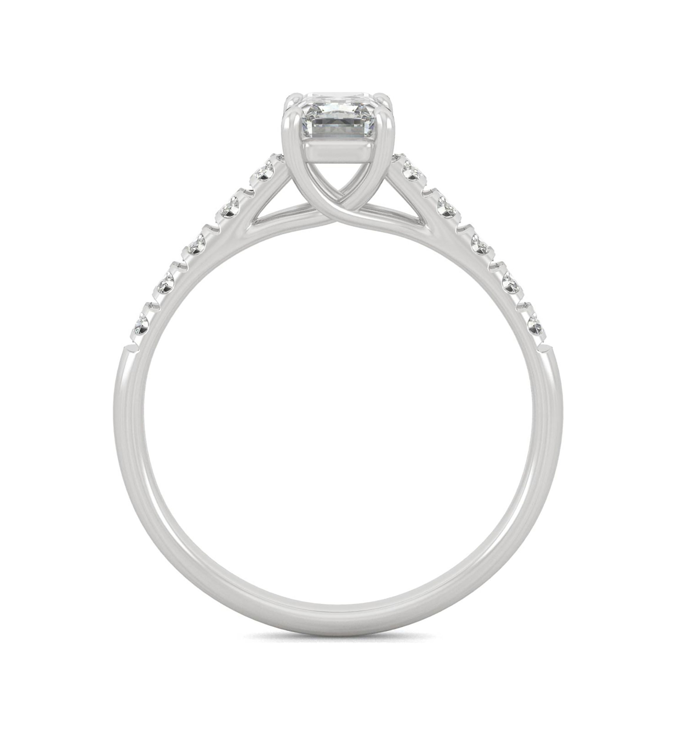 1.24 ct. t.w. Moissanite Emerald Cut Engagement Ring in 14K White Gold