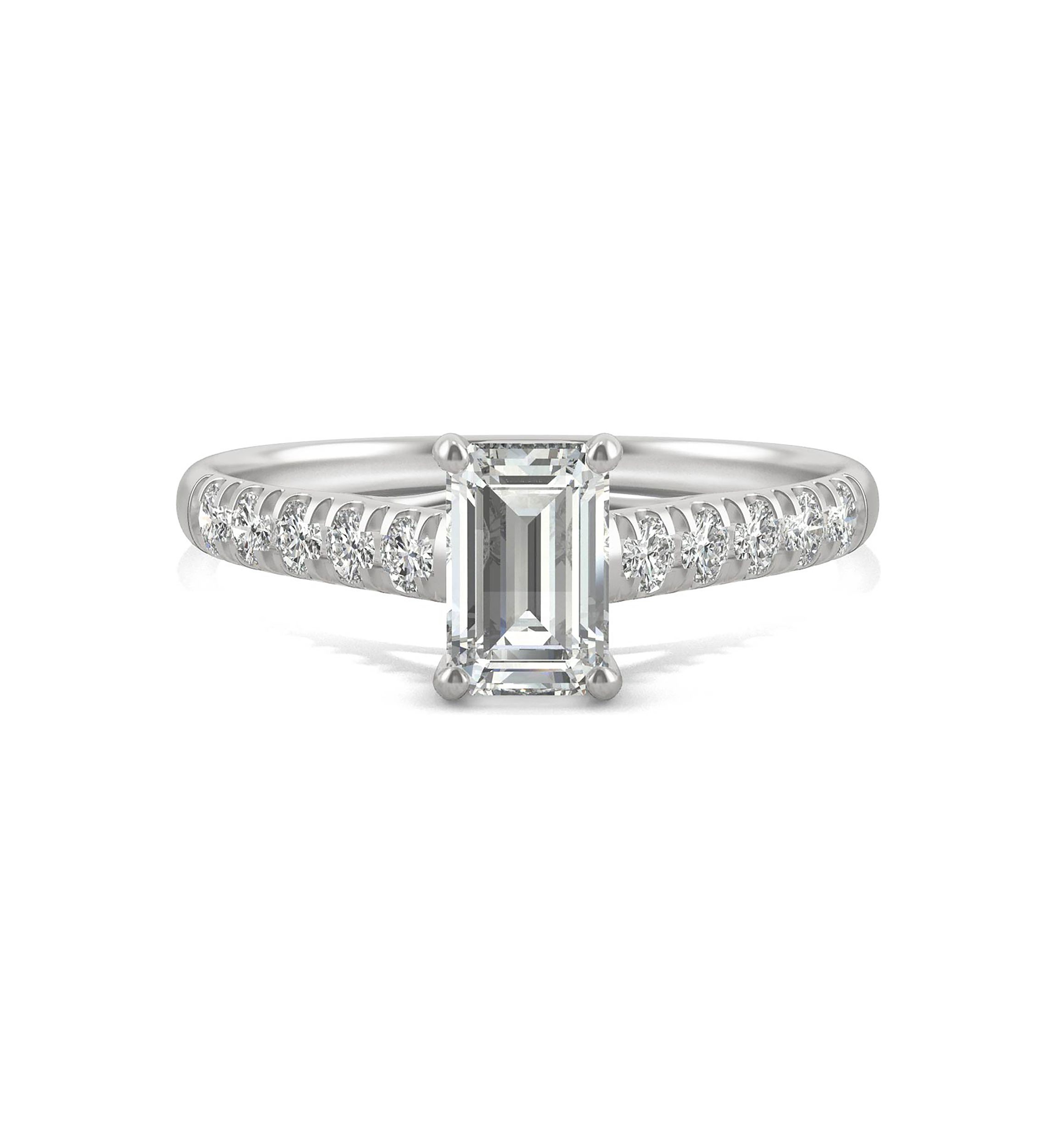 1.24 ct. t.w. Moissanite Emerald Cut Engagement Ring in 14K White Gold