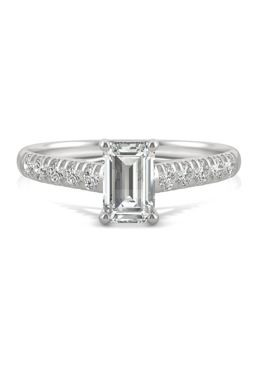1.24 ct. t.w. Moissanite Emerald Cut Engagement Ring in 14K White Gold