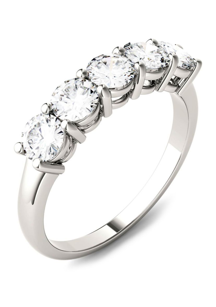 1.15 ct. t.w. Moissanite Five Stone Band in 14K White Gold